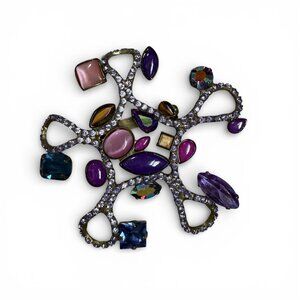 VTG Sorrelli abstract modernist purple colorful crystal brooch
